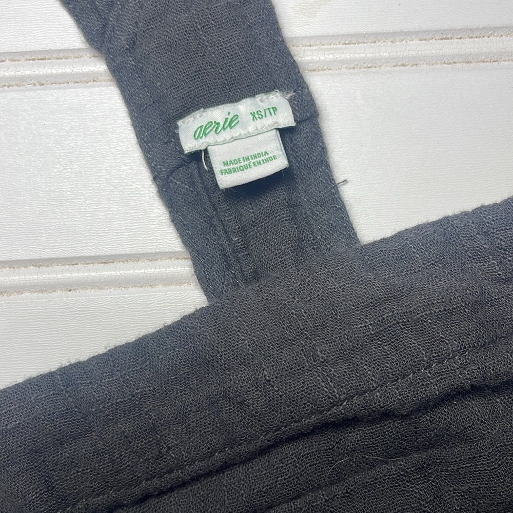 AERIE VGUC Charcoal Muslin Gauzy Comfy Romper - Picture 2 of 2